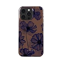 BURGA Phone Case Compatible with iPhone 15 PRO - Hybrid 2-Layer Hard Shell + Silicone Protective Case - Dark Flowers Floral- Scratch-Resistant Shockproof Cover