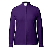 BLESSUME Women Clergy Tab Collared Shirt Long/Short Sleeve Button-Down Blouse