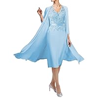 2 Pieces Mother of The Bride Dresses with Jacket Chiffon Long Sleeves Lace Appliques Formal Evening Dresses MM0109