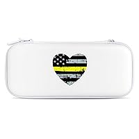 911 Dispatcher Thin Gold Line Portable Hard Shell Covers Pouch Storage Bag Travel Carry Cases for Accessories And Games Compatible for Switch White-Color