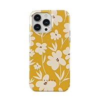 BURGA Phone Case Compatible with iPhone 14 PRO MAX - Hybrid 2-Layer Hard Shell + Silicone Protective Case - Yellow Flowers Floral - Scratch-Resistant Shockproof Cover