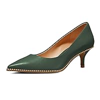 XYD Women's Pumps with Kitten Heels Slip On Comfort Pointed Toe Studs Around Formal Dress Office Attire Shoes
