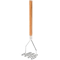 24-inch Square Shape Potato Masher Iron Plated with Wooden Handle- Masher Kitchen Tool Potato Smasher Perfect for Bean Vegetable Fruits Avocado and Meat