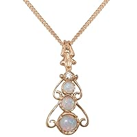 LBG 18k Rose Gold Natural Opal & Diamond Womens Bohemian Pendant & Chain - Choice of Chain lengths
