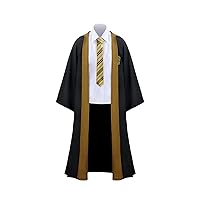 Kids Wizard School Costume Robe Boys Girls Magician Prestige Hooded Wand Cape Cloak Halloween Cosplay Witch Outfit