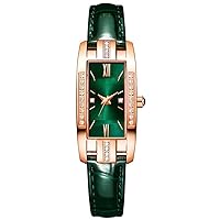 Dress Watch for Women Red Green Leather Strap Quartz Analog Young Girls Gifts Wrist Watch