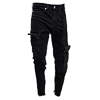 Andongnywell Men's Distressed Biker Skinny Jeans Man's Ripped Stretch Slim Fit Denim Pants Trousers
