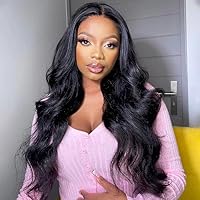 Lace Front Wigs Human Hair Body Wave 13x4 HD Lace Frontal Wigs Brazilian Human Hair Wig for Black Women 180% Density Pre Plucked With Baby Hair Bleached Knots Virgin Human Hair Wigs(20 Inch)