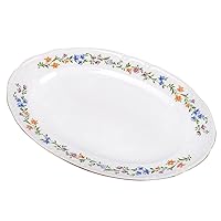 Oval Serving Plate Provence Flowers Porcelain Oval Dish for Fish Porcelain Dinner Platter for Appetizers Porcelain Dish (12.6