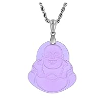 Laughing Buddha Purple Jade Pendant Silver Necklace Rope Chain Genuine Certified Grade A Jadeite Jade Hand Crafted, Jade Necklace, 14k Jade Buddha necklace, Jade Medallion