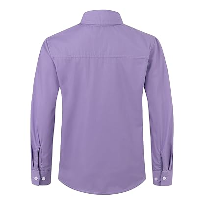 Spring&Gege Boys' Long Sleeve Dress Shirts Formal Uniform Poplin Solid