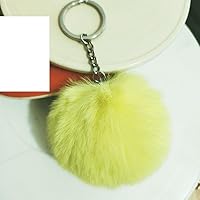 1pcs Pompom Keychain Faux Fur Ball Key Chain Fluffy Fur Pom Pom Keyring Bag Charms Car Tassel Pendant Accessories (Color : Yellow, Size : 8cm)