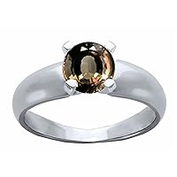 Tommaso Design Solid 14k White Gold Contemporary Modern Solitaire Round Engagement Promise Ring