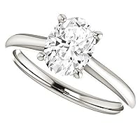 2 CT Oval Colorless Moissanite Engagement Ring, Wedding Bridal Ring Set, Eternity Solid 10K White Gold Diamond Solitaire 4-Prong Anniversary Promise Gift for Her