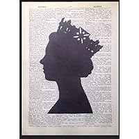Queen Elizabeth Head British Print Vintage Dictionary Page Wall Art Picture London England UK