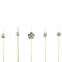 Restaurantware 4 Inch Decorative Cocktail Skewers 1000 Metal Bead Appetizer Picks - Disposable Sustainable Silver Bamboo Wooden Cocktail Picks For Garnishes Or Foods