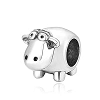 Adabele Sterling Silver Hypoallergenic Goat Sheep Ram Deer Large Hole Bead Charm Compatible with 3mm Chain Bangle Bracelet Necklace Personalized Women Jewelry