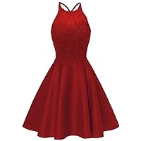 Women's Prom Dresses Short Satin Homecoming Dress for Juniors A Line Party Cocktail Gowns