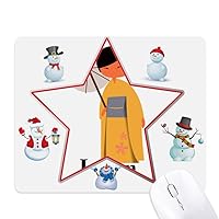 Traditional Japanese Women Dress Code mas Snowman Family Star Mouse Pad