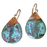 Verdigris Patina Solid Brass Small Textured Sculptural Teardrop Young Collectors Dangle Earrings