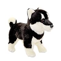 Millffy Lifelike Plush Japanese Black Akita Realistic Stuffed Animal Dog Soft Puppy Toy for Kids(11 inch (24-28 cm), Akita)