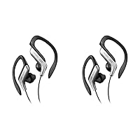 JVC Clip Style Headphone Black and Silver Lightweight and Comfortable Ear Clip Splash Proof Water Resistant Powerful Sound with Bass Boost HAEB75S (Pack of 2)