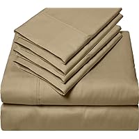 6 Piece Sheet Set 100% Giza Egyptian Cotton Sheets, Giza-Bed Sheet-Pillow, 1000-TC Long-Staple-Cotton, Sateen Weave Soft Silky Feel, Fits Mattress Upto 18