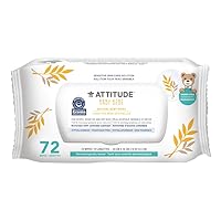 ATTITUDE Oatmeal Sensitive Natural Baby Care Wipes, Hypoallergenic, Vegan and Cruelty-Free, Unscented, 72 Wipes