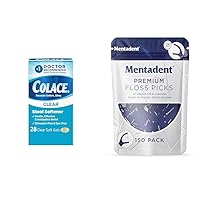 Colace Clear Stool Softener Soft Gel Capsules 50mg 28ct & Mentadent Premium Floss Picks Double Thread 150 Count