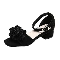 Ballet Slippers for Girls Size 11 Children Shoes Fashion Leather Sandals Princess Shoes Coarse Size 9 Girls Slippers