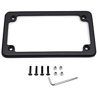Motorcycle License Plate Frames, Flat Bracket Tag Holder 7 Inches x 4 Inches, Universal Chrome License Plate Frame Exterior Accessories,Black