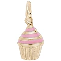 Rembrandt Pink Cupcake Charm, 10K Yellow Gold