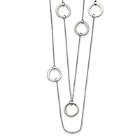 14.7mm Chisel Stainless Steel Polished With Circles 2 strand Necklace 31 Inch Jewelry Gifts for Women