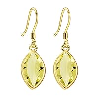 Natural Marquise Gemstone 925 Sterling Silver 18k Gold Plated Earring, Rose Gold For Women Girl