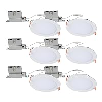 HALO 6 inch Recessed LED Ceiling & Shower Disc Light – Canless Ultra Thin Downlight – 5 CCT Selectable - White - 6 Pack