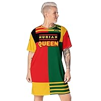 T-Shirt Dress, Kr8vsosllc, Nubian Queen, Rasta, Rastafari, Creative Design, Red, Gold, Green, Queen Shirt