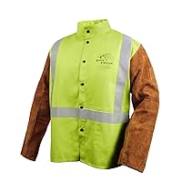 JH1012-LM Cotton/Cowhide Welding Jacket with Pass-Through, 30