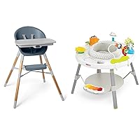 Skip Hop Baby High Chair 4 in 1 Convertible High Chair, EON, Slate Blue & Baby Activity Center: Interactive Play Center with 3-Stage Grow-with-Me Functionality, 4mo+, Explore & More