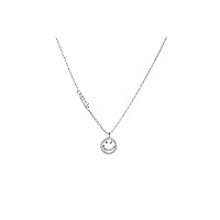 Silver Necklaces for Women,Fashion Jewelry,Dainty Smiley Pendant Set with Cubic zirconia,16.5 Inches,Matching Necklace for Girls