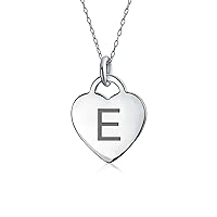 Tiny Minimalist ABC Heart Shape Script Or Block Letter Alphabet A-Z Initial Pendant Necklace For Teen For Women .925 Sterling Silver