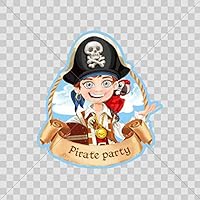 Sticker Pirate Party Decoration Kids boy Parrot Celebration Durable Boat 4 X 3,63 in.