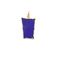 Guntaas Gems Elegant Flat Blue Chalcedony Gemstone Pendant Brass Gold Plated Fancy Shape Necklace Pendants Wedding Gift For Friend