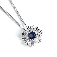 HENRYKA Cornflower Necklace in 925 Sterling Silver and Lapis Lazuli, Flower Jewellery, Flower Pendant, Floral Necklace, Gift for Mum
