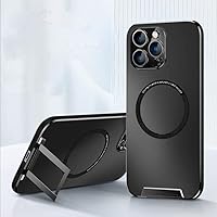 for iPhone 14 Pro Max Phone case Metal Invisible Bracket Stand Back Cover for iPhone 13 Pro Max 14 Plus Magsafe Magnetic Case,MG,Black,for iPhone 14 Plus