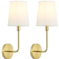 Wall Sconces Set of Two 2 Pack Fabric Industrial Antique Brass Wall Sconce Vintage Wall Light for Bedroom Farmhouse Living Room Vanity Kitchen Porch