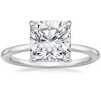 4.0 CT Cushion Colorless Moissanite Engagement Ring, Wedding/Bridal Ring, Solitaire Halo Style, Solid Gold Silver Vintage Antique Anniversary Promise Ring Gift for Her