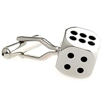 Dice Die Craps Gambling Pair Cufflinks in a Presentation Gift Box & Polishing Cloth