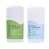 Curie Aluminum Free Deodorant - Coconut Nectar + Juniper Eucalyptus 2oz Sticks - Natural Deodorant, Paraben Free, Cruelty Free, Non-Toxic