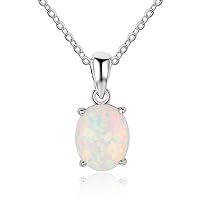 925 Sterling Silver Jewelry Creative Personality Opal Drop Pendant Necklace for Women