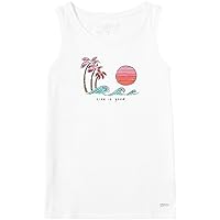 Life is Good - Womens Quirky Wave Palm Sun Tank Top